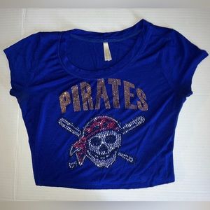 2/$10 SALE - Rhinestone Pittsburgh Pirates Cropped Top